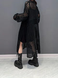 Black Fashion Crochet Split Thigh Dress