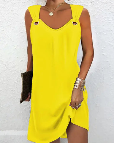 Breathable Loose-Fit Yellow Summer Dress
