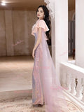 Trumpet Mermaid Scoop Ombre Sequin Feather Prom Dress