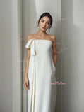 Belt Sheath Column Strapless Spandex Wedding Dress With Pockets