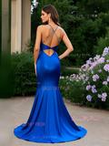 Trumpet Mermaid Backless Spaghetti Straps Beading Prom Dress