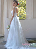 Appliques Sparkle Straps Tulle A Line Wedding Dress