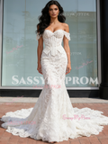 Two Piece Lace Trumpet Merrmaid Corset Wedding Dress