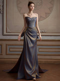 Satin Ruched Trumpet Mermaid Sweetheart Prom Dress