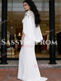Trumpet Mermaid Beading White Cape Satin Prom Dress