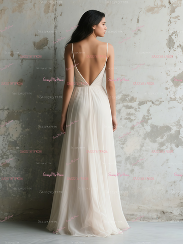 Chiffon Ruched Spaghetti Straps Deep V neck Bridesmaid Dress With Slit Chiffon Ruched Spaghetti Straps Deep V neck Bridesmaid Dress With Slit