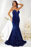 Sweetheart Mermaid Sequin Royal Blue Prom Dress
