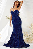 Sweetheart Mermaid Sequin Royal Blue Prom Dress