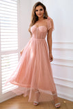 A-Line Tulle Blush Corset Sweet Party Dress