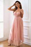 A-Line Tulle Blush Corset Sweet Party Dress