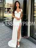 Sweetheart Sheath Column Satin Cap Sleeve Wedding Dress