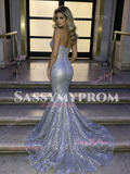 Sweetheart Sequin Silver Trumpet Mermaid Prom Dress