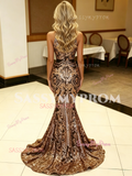 Halter Black Sequin Trumpet Mermaid Prom Dress