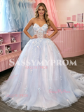 Sweetheart A Line Appliques Tulle Purple Prom Dress