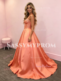 Halter Orange Beading Satin Beading A Line Prom Dress