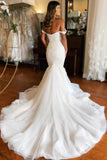 Mermaid Sweep Train White Lace Wedding Dress
