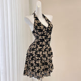 Modern Touch Timeless Black Cream Lace Dress