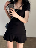 Short Mini Fitted Black Dress