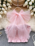 Ethereal Sophisticated Pink Tulle Top