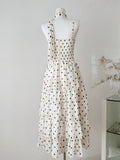 Elegant Polka Dot Tie Neck Tiered Midi Dress