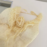 Polka Dot Yellow Halter Crop Top Ruffled Mini Skirt