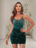 Teal Dream Sparkle Mini Evening Dress