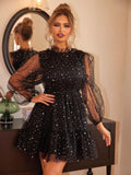 Galactic Glamour Black Sequined Mini Dress