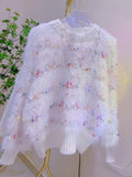 Colorful Beads Fringe White Sweater