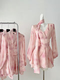 Asymmetrical Hem a Pink Wrap Dress