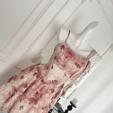 Flower Deed  Fairy Irregular Red Floral Summer Dress