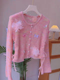 Romantic Ruffles Appliqué Cozy Pink Sweater