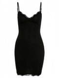 Sultry Black Lace-Edged Cocktail Dress