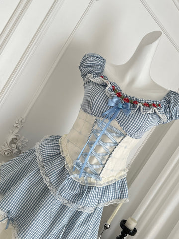 blue and white checkered corset dress Lady Black Tie - 26443 - Ava Presley - Floral Corset A-line Mini Dress