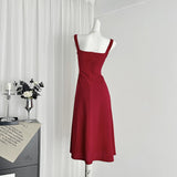 Flattering Fit Red Flared Skirt Dress