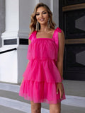 Pink Flirty Elegance Ruffled Dress