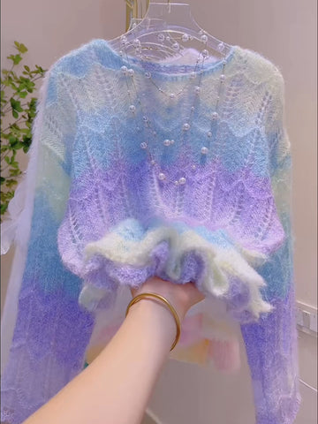 Ethereal Colors Flowy Knit Ombre Sweater