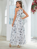 Floral Print Backless Knot Chiffon Party Dress