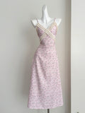 Vintage inspired Criss Cross Pink Floral Cami Dress