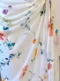 Floral Fantasy White Maxi Dress with Elegant Print