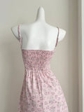 Vintage inspired Criss Cross Pink Floral Cami Dress