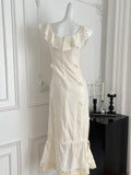 Romantic Off Shoulder Cream Mermaid Style Dress