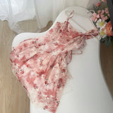 Flower Deed  Fairy Irregular Red Floral Summer Dress