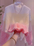 V Neck Ombre Cozy Gradient Sweater