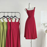 Flattering Fit Red Flared Skirt Dress