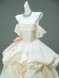 Off The Shoulder Ivory Flower Layers Prom Dress
