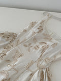 Elegant Cocktail Style Champagne Gold Floral Sequin Dress