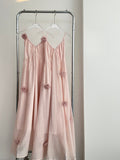 Ruffled Bodice Handmade Flowers Blush Pink Sundress