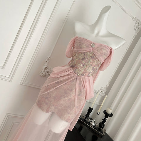 Sweet Metallic Corset Pink Strapless Dress Sassymyprom Sweet Metallic Corset Pink Strapless Dress Sassymyprom