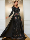 Midnight Majesty Black Sequin Party Dress