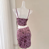 Floral Purple Two Piece Bodycon Mini Dress